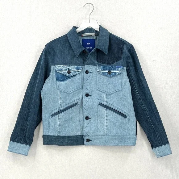 MOTHER The Mountain Drifter Jacket Womens Medium Blue Patchwork